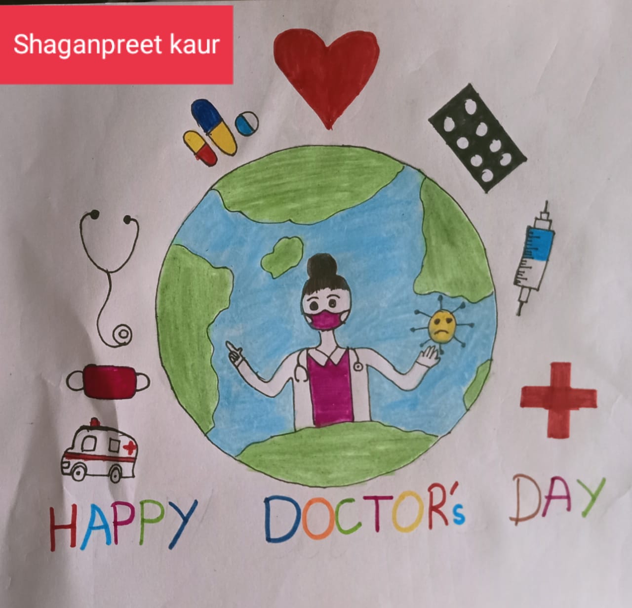 how to make happy doctor's day poster drawing || how to draw doctor's day  simple easy drawing - YouTube