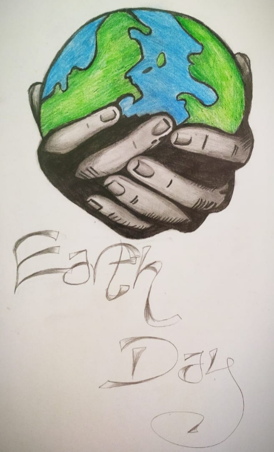 World environment day. Earth globe with hatching colored pencil style art..  Concept design for banner, greeting card 16137405 Vector Art at Vecteezy